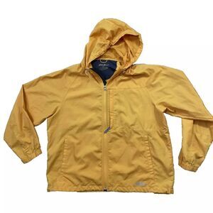 EDDIE BAUER UL Hooded Jacket Men L Orange-Gold Hike Wind Rain Packable Vented L